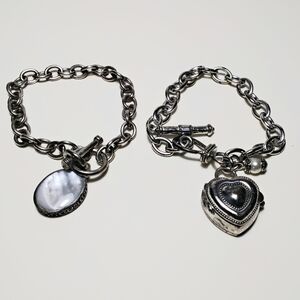 Ecclissi Silver Heart Charm Watch Toggle Bracelet & Cute Toggle Bracelet